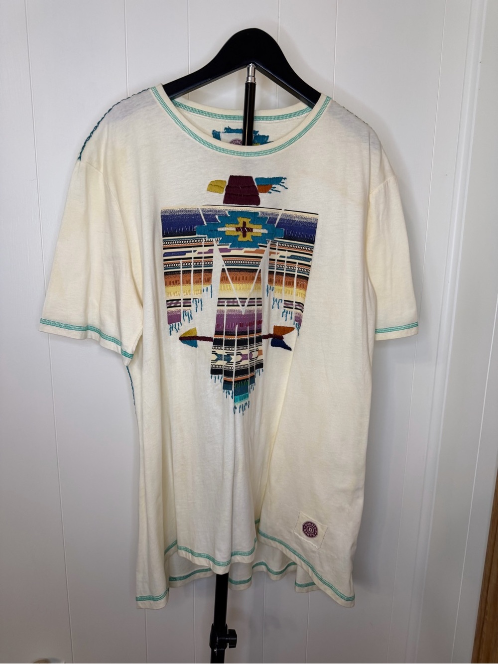 Double D Ranch Cream Short-Sleeve Tee with Southwestern Multicolor Graphic